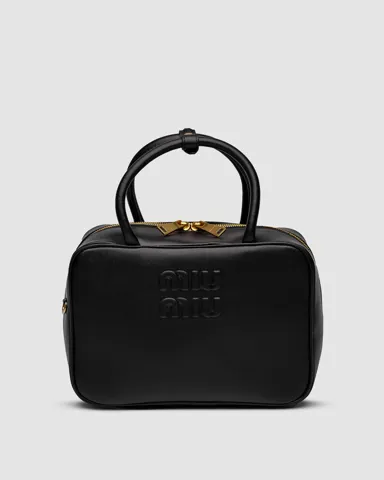 Miu Mu Leather Top Handle Bag Black