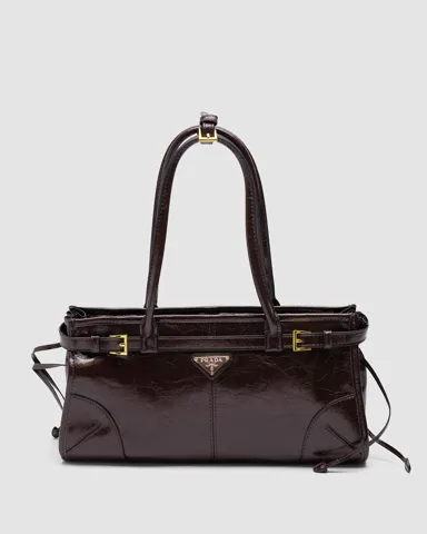 Prada Medium Leather Handbag Dark Brown