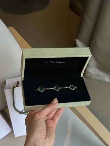 Van Cleef & Arpels Bracelet Vintage Green Malachite K18 Yellow Gold