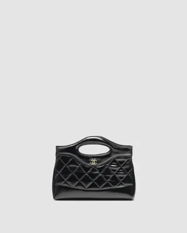Chanel 31 Mini Shopping Bag Shiny Aged Calfskin Black & Gold Hardware