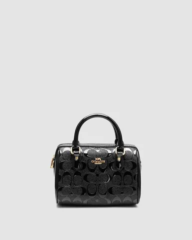 Coach Mini Rowan Crossbody in Signature Patent Black Leather