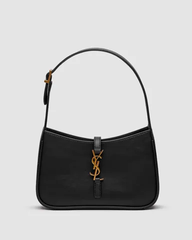 Yves Saint Laurent Hobo Le 5 A 7 Leather Shoulder Bag in Black