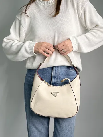 Prada Leather Shoulder Bag Cream