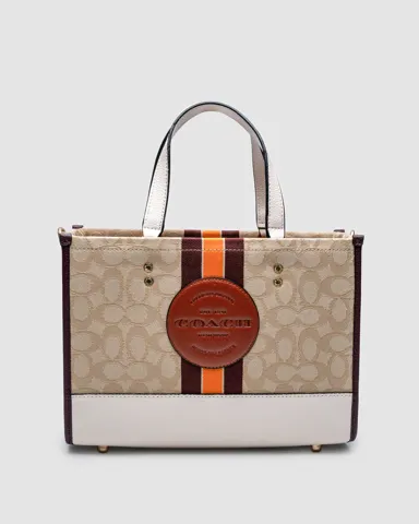 Coach Dempsey Tote 22 In Signature Jacquard With Stripe