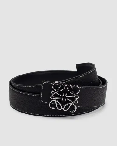 Loewe Anagram Belt in Pebble Grain Calfskin Black/Silver